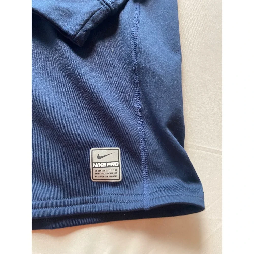 Nike Pro Fitted Dri-FIT Mens Navy Blue Mock Neck Long Sleeve Shirt 389658-419 XL